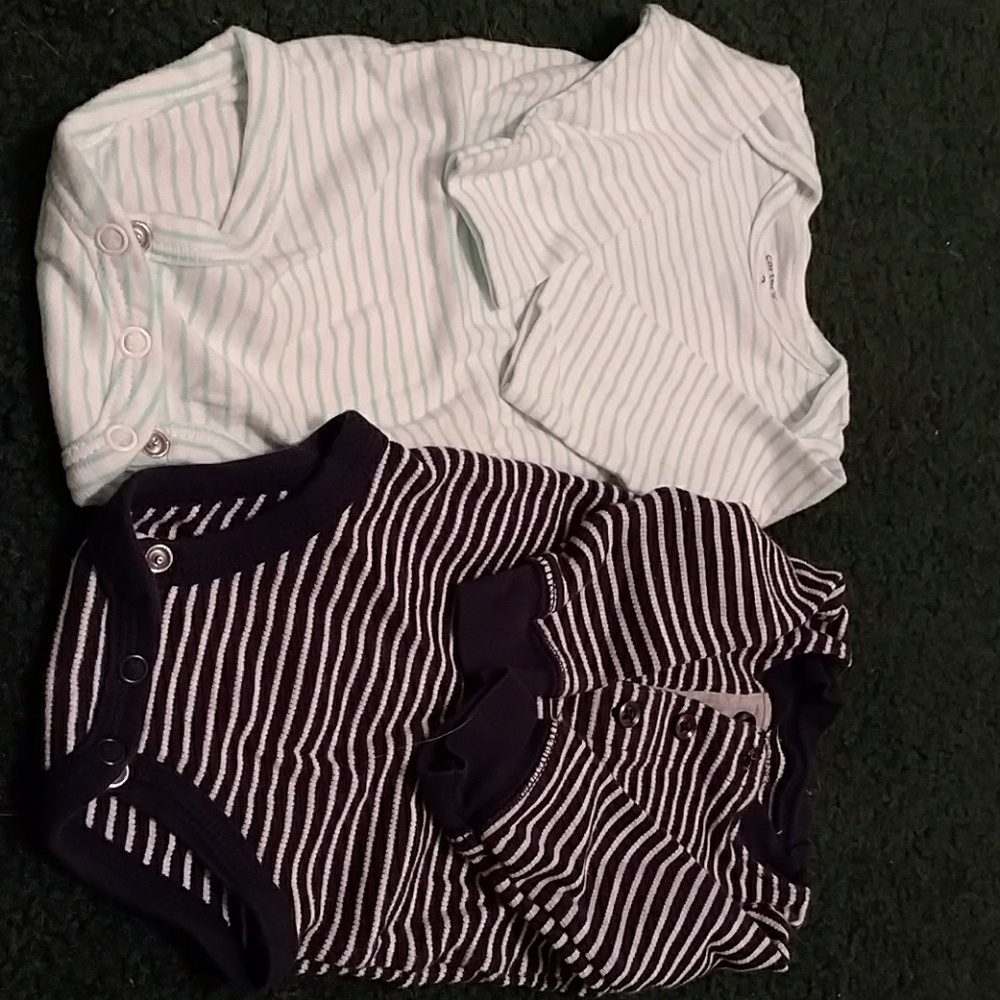 2 long sleeve striped onesies